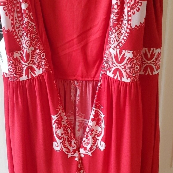 NWT SANDRA DARREN MAXIDRESS RED WHITE SIZE 8 - Picture 8 of 10
